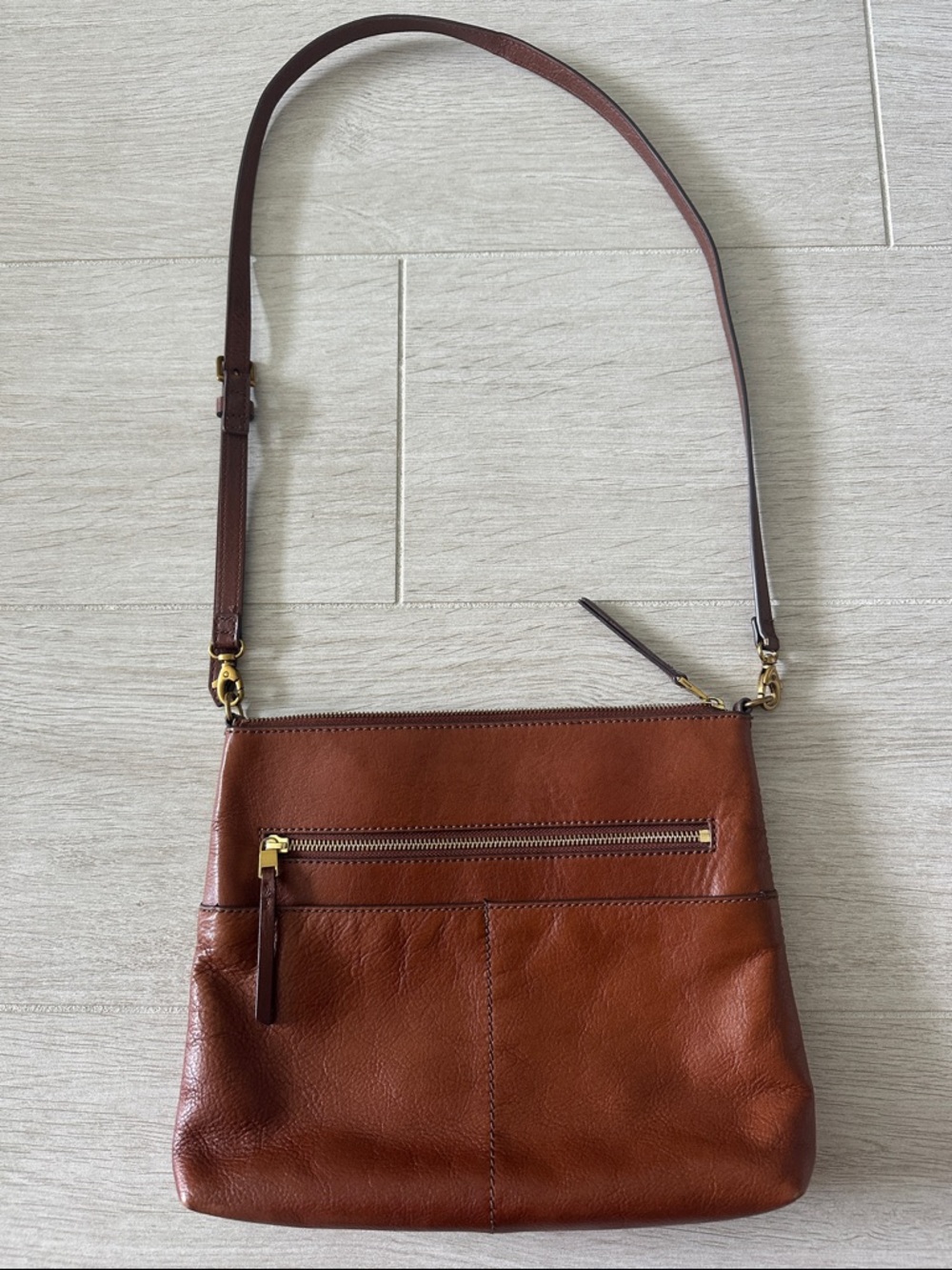 Fossil Cowhide Brown Leather Crossbody Bag - Phoebe - Picture 2 of 7